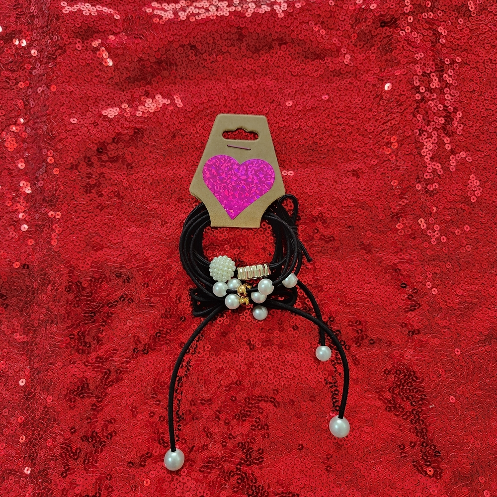 Black Faux Pearl Hair Ties